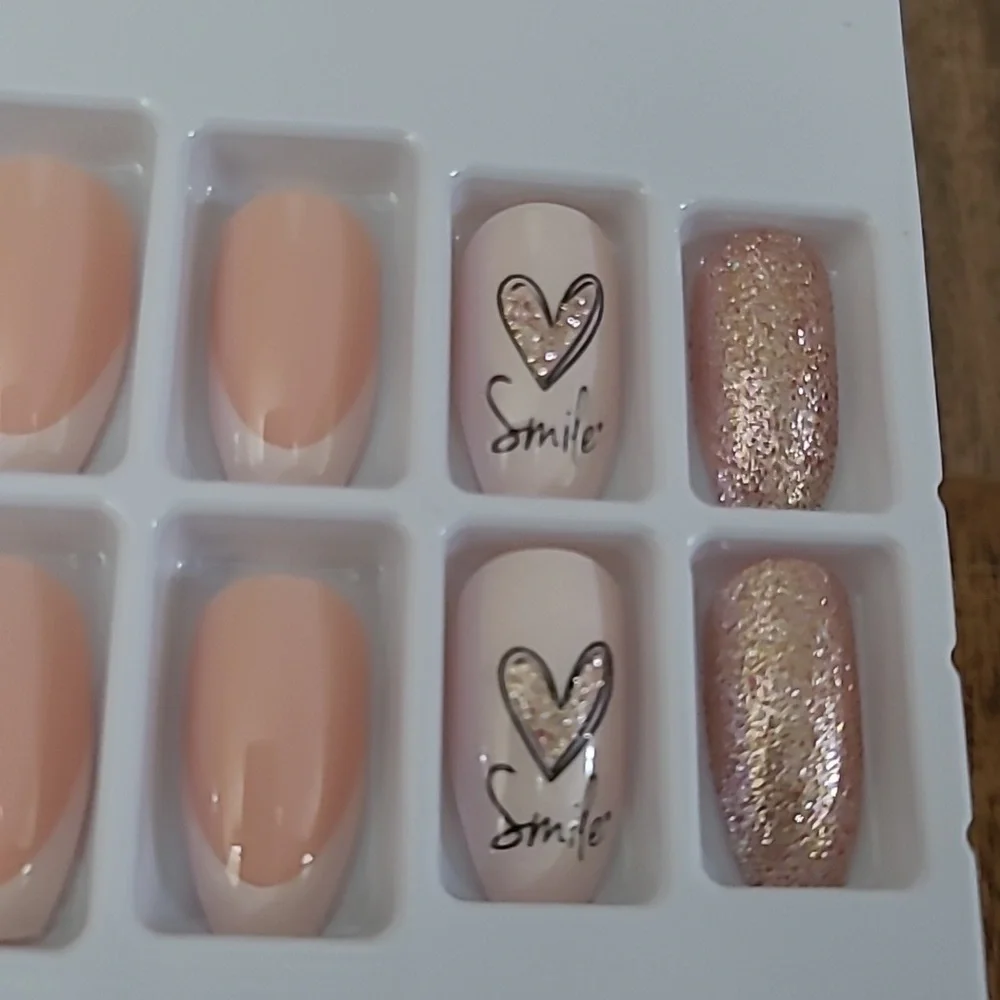 2/$16 Glitter Hearts French Manicure Press On Nails